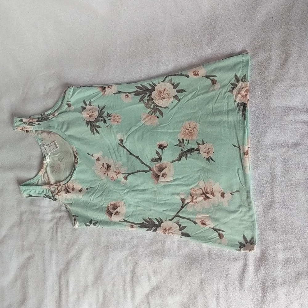 Mint cherry blossom tank top
